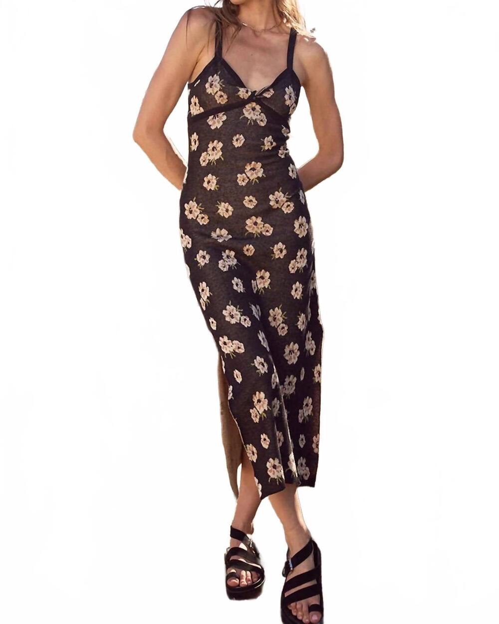 NEW SALTWATER LUXE enrine midi dress in black